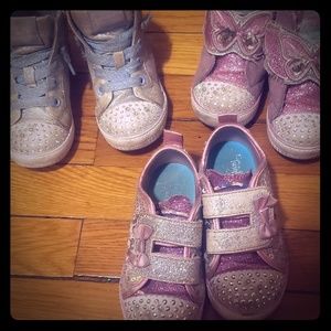 Skechers twinkle toes high tops,size 8 low top 8.5